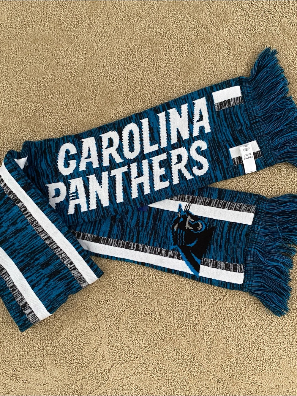 NWT Carolina Panthers Scarf Knit Winter Neck Double Side Big Team Logo